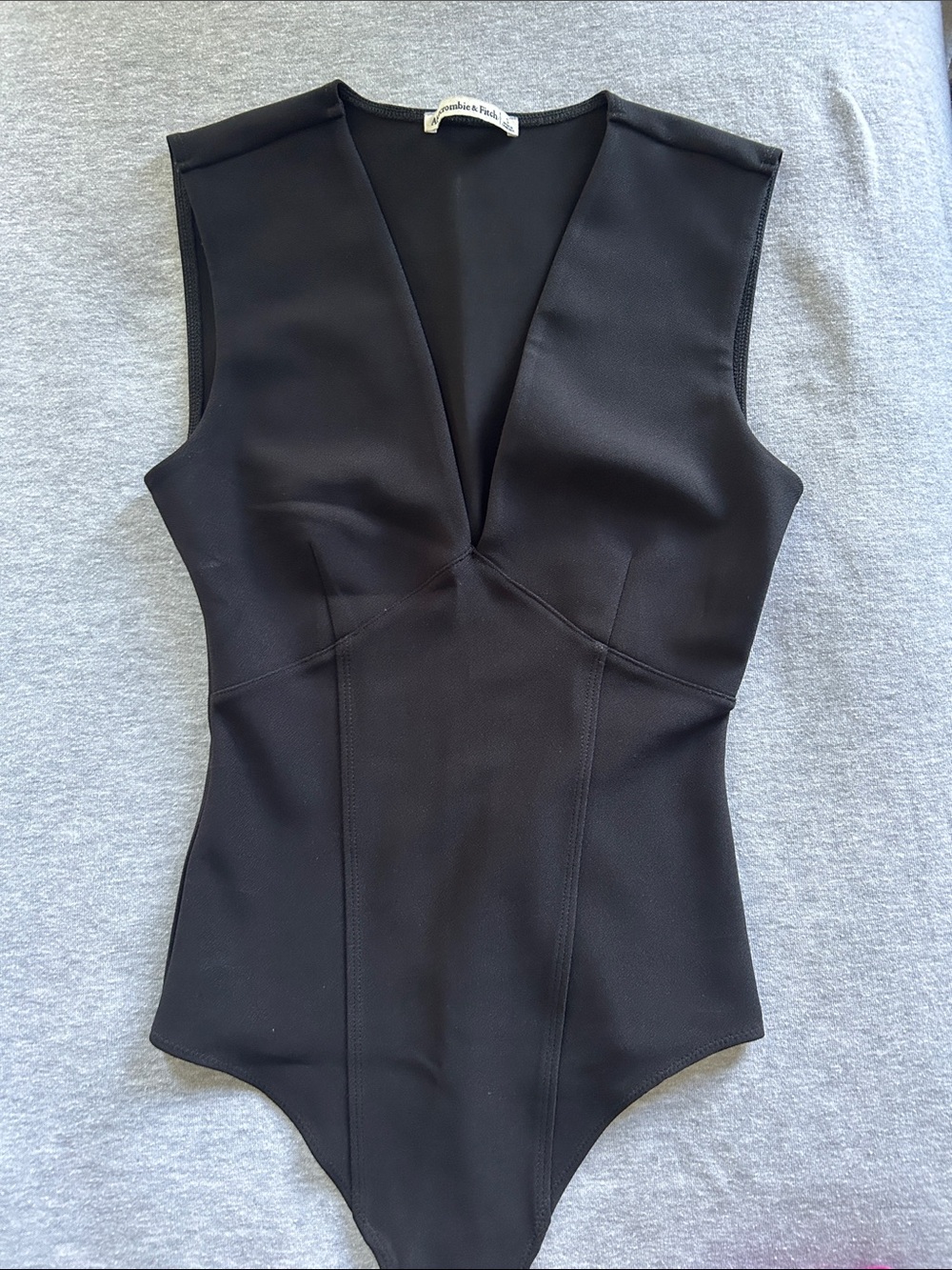 Abercrombie Black Crepe Plunge Bodysuit